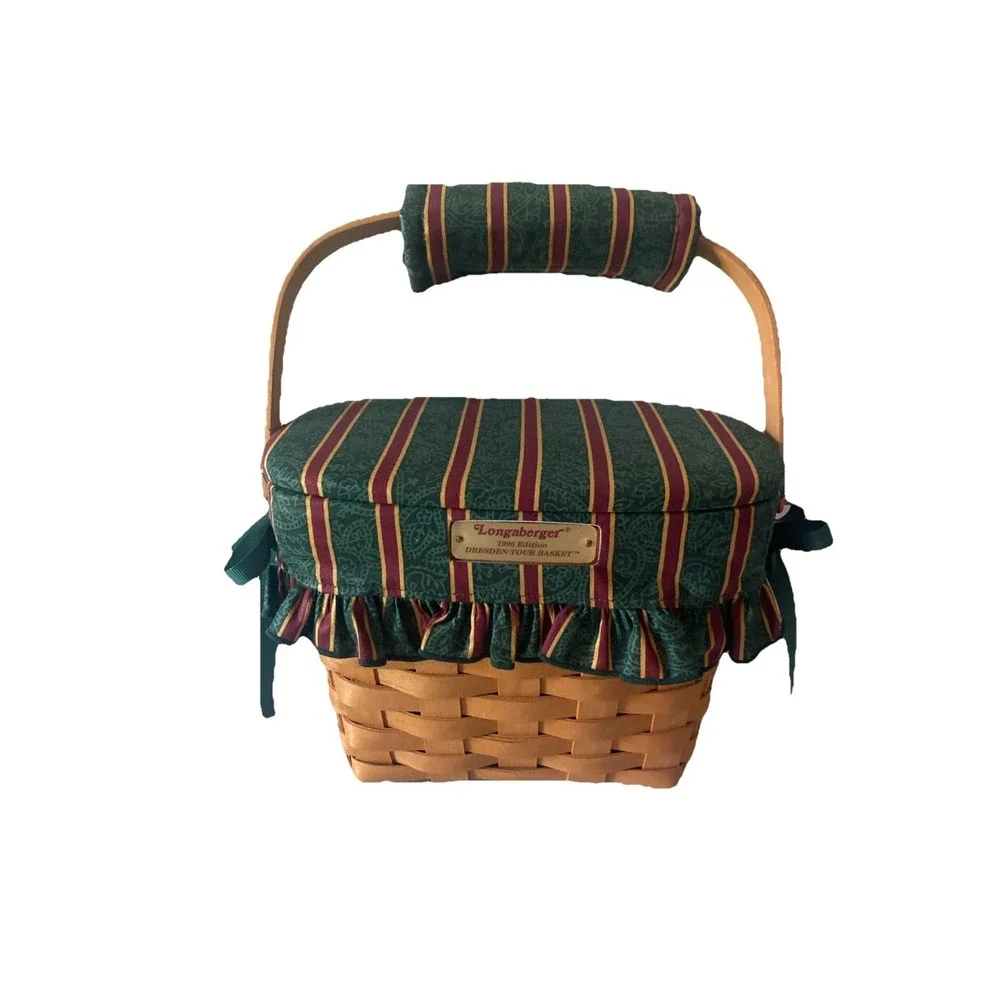 Longaberger Dresden & Company Tour Basket W/ Handle, Padded top & Handle 1996